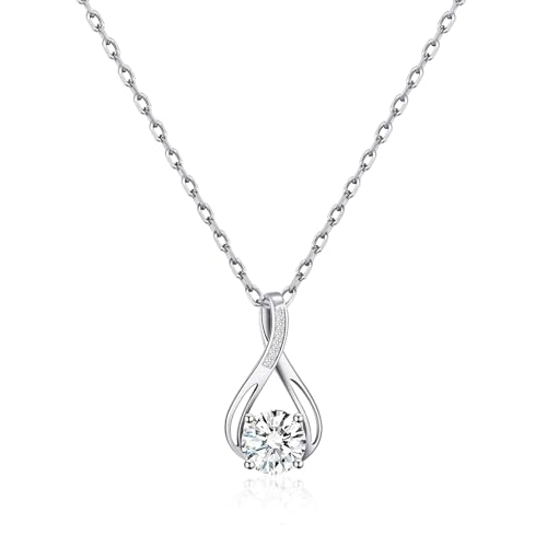 Image of Philip Jones Silver Plated Solitaire Teardrop Necklace Created with Zircondia® Crystals