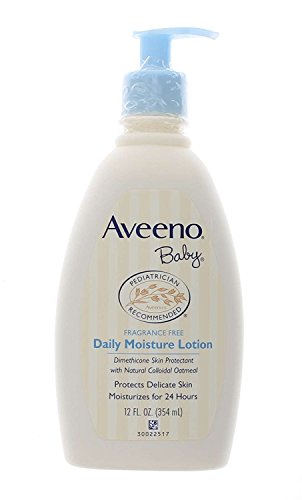 Aveeno Baby Daily Moisture Lotion with Natural Colloidal Oatmeal & Dimethicone, Fragrance-Free, 12 fl. oz (Pack of 3)