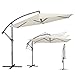 SONGMICS Parasol Déporté de 300 cm de Diamètre, Socle en Croix, Ombrelle, Protection UPF 50+, Manivelle d'Ouverture et de Fermeture, Jardin, Terrasse, Piscine, Plage, Beige GPU116M01V1