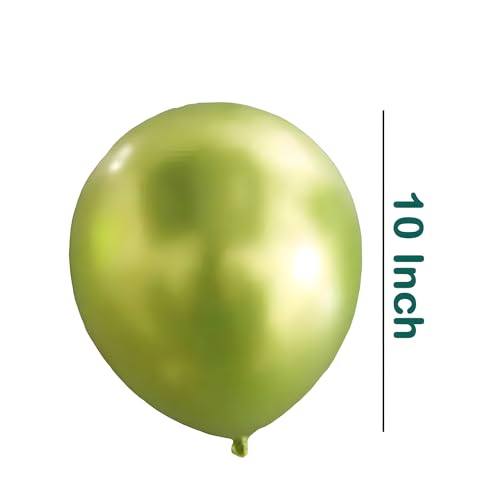 Image of Chrome Metallic Balloons Light Green 100 pcs Glossy Latex Balloon for Birthday Decoration Kit Wedding, Anniversary Floral Garland 10 Inch Helium Supported