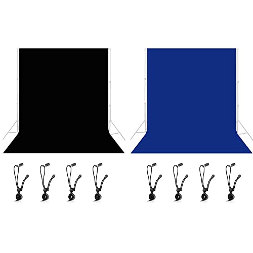 Lidlife 10 x 10 ft Black Backdrop, 10 ft Blue Backdrop, Black Background for Photography, Black Photo Backdrop, Blue Screen Backdrop for Photoshoot, Polyester Fabric Chromakey Backdrops with 4 Backdro