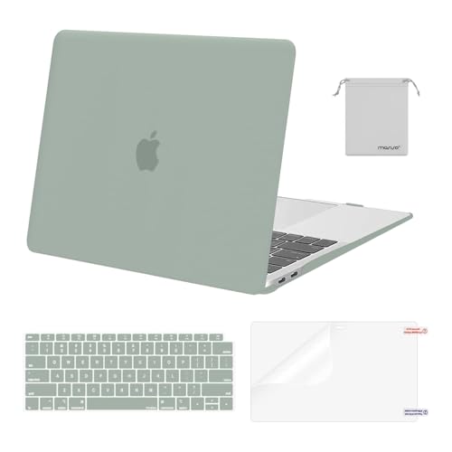 MOSISO Compatible with MacBook Air 13 inch Case M1 Chip 2021-2018 Release A2337 A2179 A1932, Plastic Hard Shell&Keyboard Cover&Screen Film&Storage Bag for MacBook Air 13.3 inch Case, Antique Green
