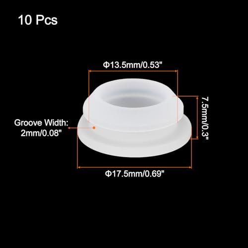 Image of MECCANIXITY 10pcs Silicone Snap in Locking Hole Plugs,13.5mm /0.5 Inch Mounting Diameter Narrow Groove Width 2mm Panel Seal Cover Round for Kitchen Bulkheads Waterproof Sealing Plugs Clear