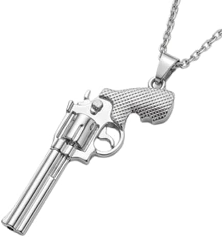 LKBEADS Stainless Steel Mechanical Style Pendant Necklace Industrial Inspired Charm Jewelry with 18 Inch Cable Chain Silver Tone Decorative Design 48x15mm image 5