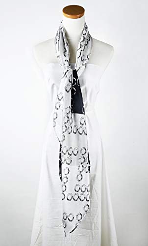 Corciova 35 X 70 Lightweight Large Silk Feeling Designer Long Women Scarfs Fashion Scarves Black White Circles thumb #2