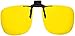 Metal Clip On Flip Up Yellow Enhanced Driving Sunglass Lenses, Large Square, 60mm Wide X 54mm High, 136mm Wide with Bridge