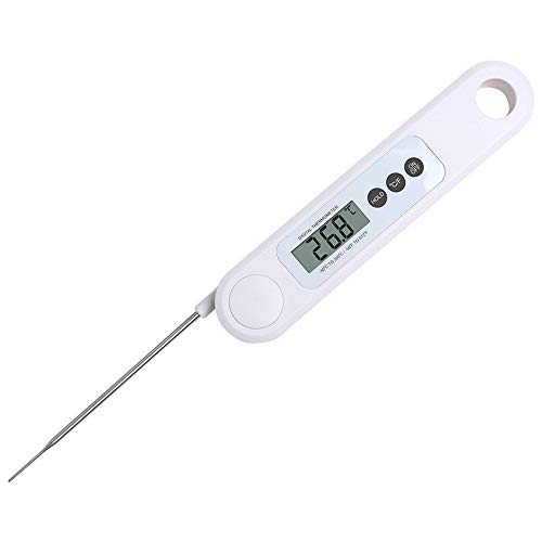 Instant Read Meat Food Thermometer with 41” Folding Food Grade Probe and Backlight Function Digital Meat Thermometer IPX7 Waterproof for Kitchen Water Oil BBQ Grill White