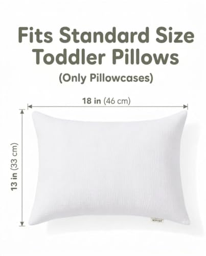 Image of Toddler Pillowcases for 13 inchx18 inch Pillow 2 Pack, Muslin Small Toddler Baby Kids Travel Pillow Covers for Boys Girls with Envelope Closure (White, 13 x 18 Inch)