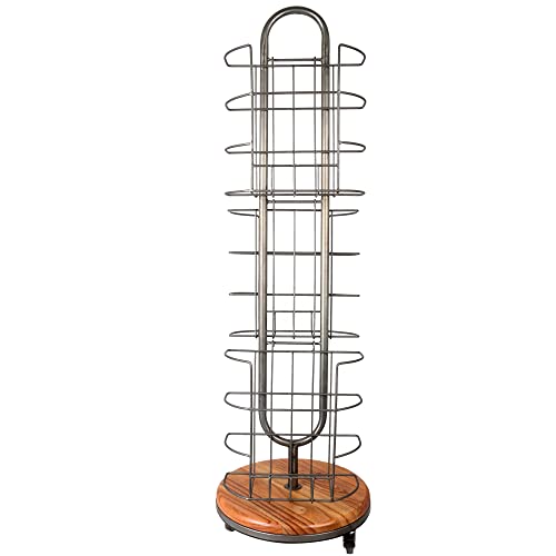 Akosier 3-Tier Bookshelf, 360° Rotating Bookshelf, Floor Standing Magazine Rack, Rustic Retro Metal Storage Rack For Bookstore, Library, Home, Office. #TOP2