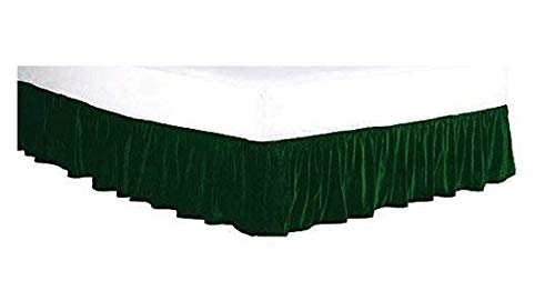 Elastic Wrap Around Velvet Bed Skirt Dust Ruffled Easy Fit Bed Skirt / Valance Bedding Xmas, ( Green, King - 14" Drop) #TOP1