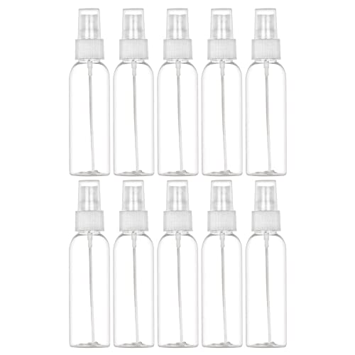 Travel Spray Bottles 2oz. Clear PET Plastic Sets with White Fine Misting Sprayers (2oz. 10 Pack, Clear)