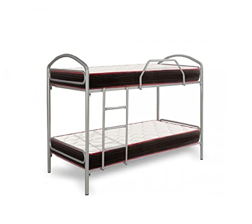HOGAR24 ES Litera Metálica + 2 Colchones Viscoelásticos Memory Fresh + 2 Almohadas de Fibra, 80x180