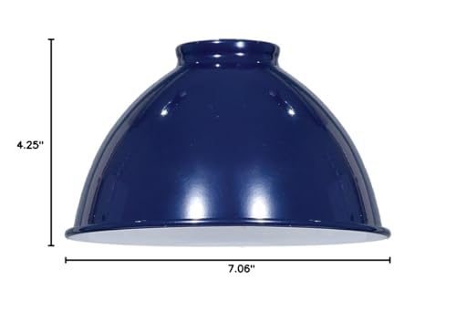 Image of B&P Lamp Industrial Style Metal Dome Lamp Shade, Blue Porcelain Enamel Finish, 2-1 /4 Inch Lip Fitter, 7-1 /16 Inch Diameter, Hand-Spun Metal