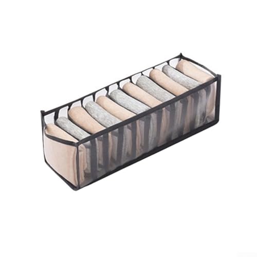 Caja de almacenamiento plegable para ropa interior y calcetines con divisores, organizador de armario de malla de nailon transpirable para corbatas, bufandas y accesorios, organizador de cajones de