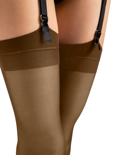 Image of Fiore Sensual Justine Smooth Sheer Stockings - Women, Elegant, Sophisticated, Formal Occasions - Black, One Size