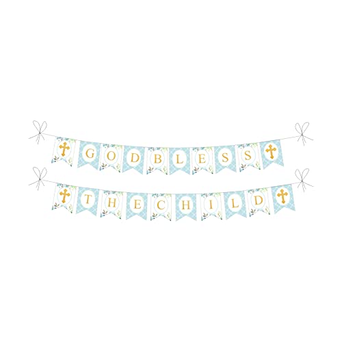 Image of Pretty UR Party Baptism Party decorations Kit - 72 pcs include Banners, balloons, thank you, centerpiece, danglers, Caps, Party Supplies, Baptism Decor, DIY Decor for Boys