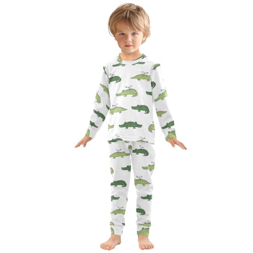 Pajama Sets Long Sleeve Crocodile Bird Pattern Print Soft Comfy Sleepwear 2 Piece PJS 3-8T2