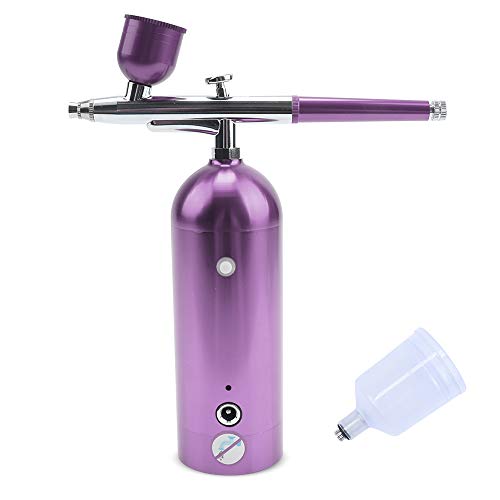VECH Professional Airbrush Kit, Cordless Air Brush Pen with 0.4MM Needle 5CC 20CC Cup USB Rechargeable Mini Air Compressor for Makeup, Hobby, Craft, Cake Decorating, Tattoo (pink)