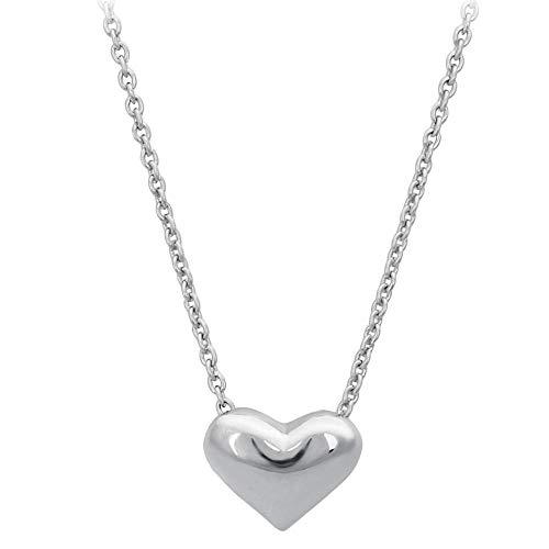 Pendentif cœur TILEZE pour femme : collier couleur or blanc au design chic en relief 3D