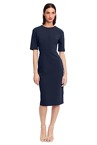 Image of Donna Morgan Women's Curved Waist Seam Crepe Workwear Dress Career Office Desk to Dinner Event Occasion Guest of