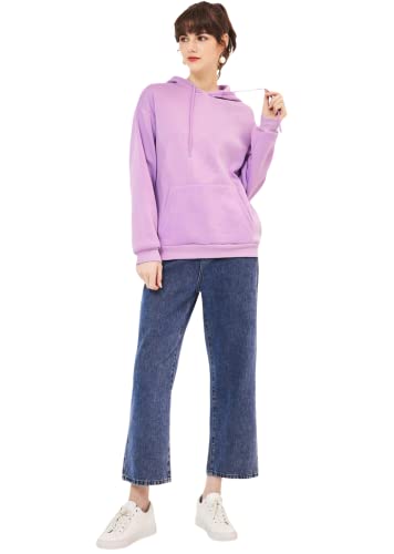 Image of BE SAVAGE Women's Solid Full Sleeves Cotton Hoodie