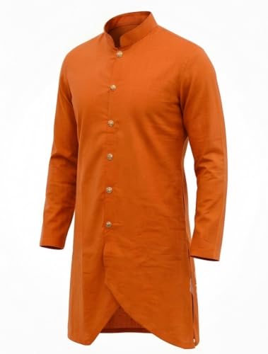 Image of Sherwani Style Kurta Pajama for Man | Cotton | Mandarin Collar | Ethnic Wear | Premium Wear for Traditional and Festivals