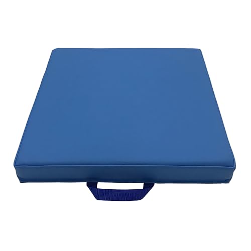 Image of Factory Direct Partners SoftScape 15 inch Square Classroom Floor Cushions with Handles Flex Seating for Daycare, Preschool, Playroom 2 inch Thick Deluxe Foam (6-Piece) - Navy /Powder Blue, 12228-NVPB