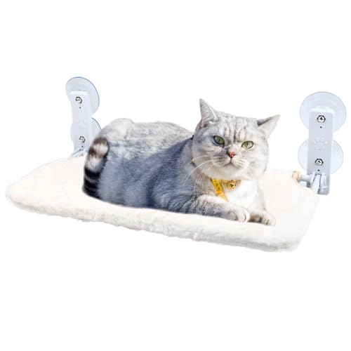 OctBird Plush Cat Hammock White,Cat Window Hammock,Kitten Bed,Cat Window Perches Rest for the Cats,Hanging Kitten Hammock - Image 2