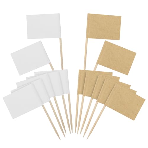Bandiere vuote stuzzicadenti di carta kraft bandiera cocktail cupcake stuzzicadenti frutta scelte per cupcake topper festa torta cibo forniture (300 pezzi)