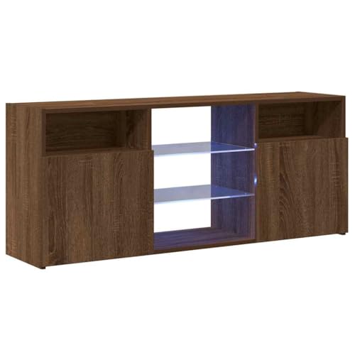 vidaXL Mueble de TV con Luces LED marrón Roble 120x30x50 cm