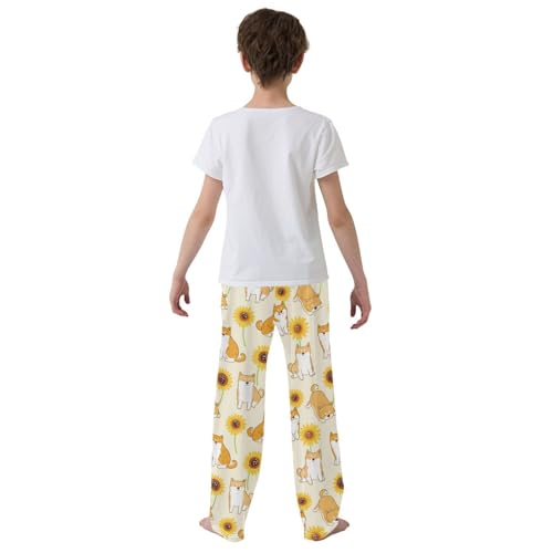 Boys' Pants Sunflower with Cute Dogs Long Bottoms Jogger Pants Elastic Waist Trousers with Pockets S-XL3