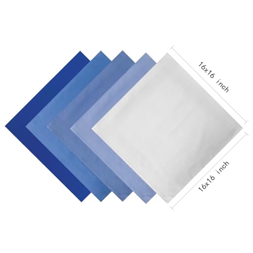 Image of 5 Pack Handkerchief Mens Cotton Luxury Hot Silver Gift Box Set, Vintage 40x40cm Fancy Design Pocket Square Hankie Gift Pack