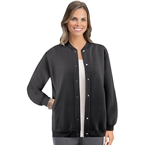 Collections Etc Women's Full Snap Front Fleece Jacket with Side Pockets - Polyester - Black, Rose, White Cover