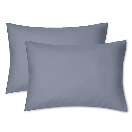 EXQ Home Toddler Pillowcases Zippered 13x18 Travel Pillow Case Set of 2 Small Pillow Case Fits Baby Pillow Sized 12x16 13x18 Kids Pillowcases 2 Pack Machine Washable (Blue Grey)