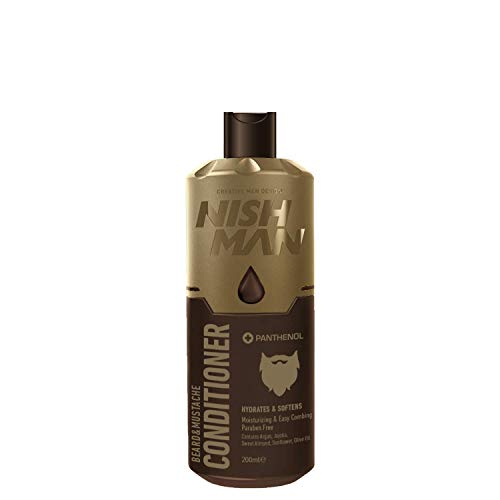 NISHMAN Acondicionador para Cuidado de Barba y Bigote 200ml - Hidrata y Suaviza para una Barba Saludable, un Bigote Brillante y un Mantenimiento Óptimo con Ingredientes de Fórmula Natural