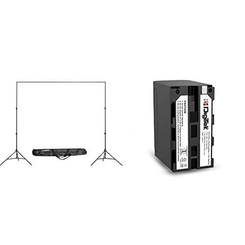 Image of Digitek (DBSK-009FT Studio Background Stand Kit for Backdrop Photography and Videography && F 960-970 MU Lithium-ion Rechargeable Battery for Sony DSLR Camera (NP F970-NEW)