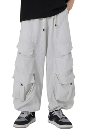 SANGTREE Boys' Baggy Cargo Pants Outdoor Quick Dry Lightweight Hiking Pants with Pockets, 4-14 Years2