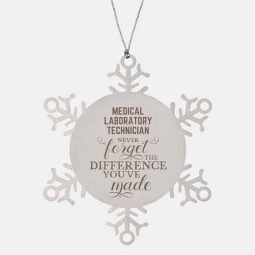 Keepsake Medical Laboratory Technician Ornament Gifts, Medical Laboratory Technician Never Forget The Difference You've Made. Medical Laboratory Technician Snowflake Ornament