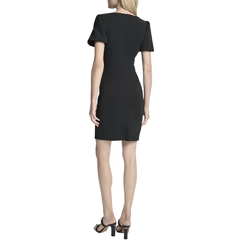 Image of DKNY Women's Short Sleeve Boat Neck Side Ruched Dress