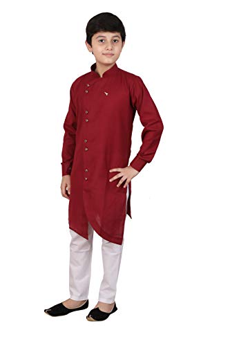 Boy's Indian Kurta Set for Boys | Kids Ethnic Wear | Traditional Party Wear Dress | Pack of 1set (Wine, 4-5 Years)3