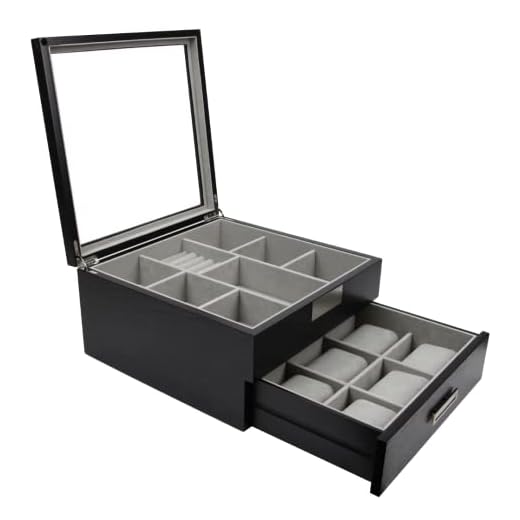 Decorebay Multi purpose Black Wood Handmade Men Tie Storage Box,Watch Box and Jewelry Box (Busy Man)