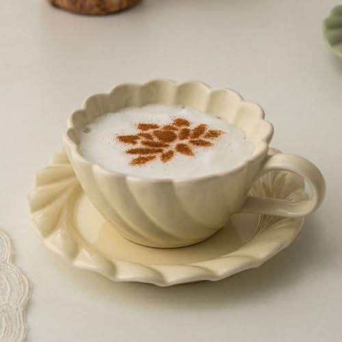Tasse à café en céramique blanche de qualité supérieure avec soucoupe - 6