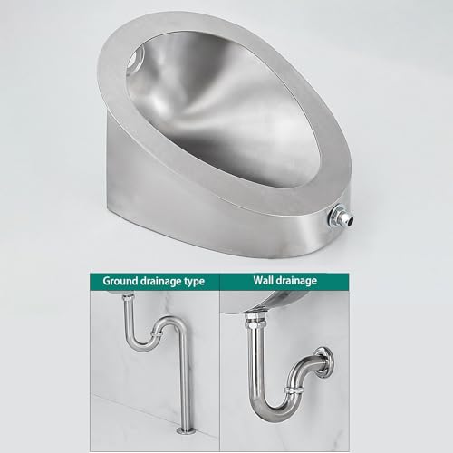 Urinario de acero inoxidable 304 de pared con descarga antisalpicaduras 6