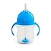 Munchkin Vaso de entrenamiento Click Lock Tip and Sip con pajita abatible, Azul, 7oz/207ml
