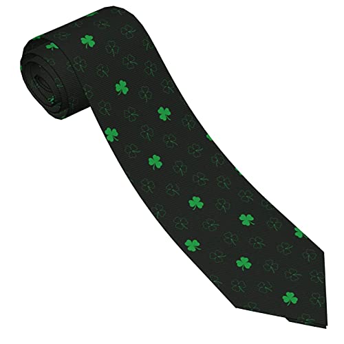 Black and Green Shamrock Ties for Men，Classic Men s Neckties Holiday Ties Skinny for Wedding Party Dances Business Formal Gifts