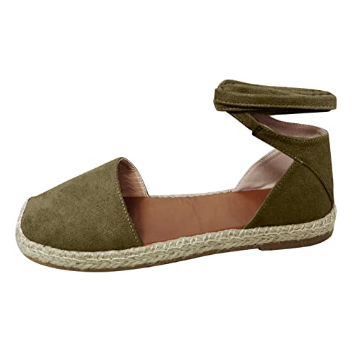 riou Sandalias Mujer Verano 2025 Rheinstone Bohemio Sandalias de Gladiador Fondo plano Sandalias de Playa Cómodos Ligera y Transpirable Elegante Damas Hebilla Zapatos Casual
