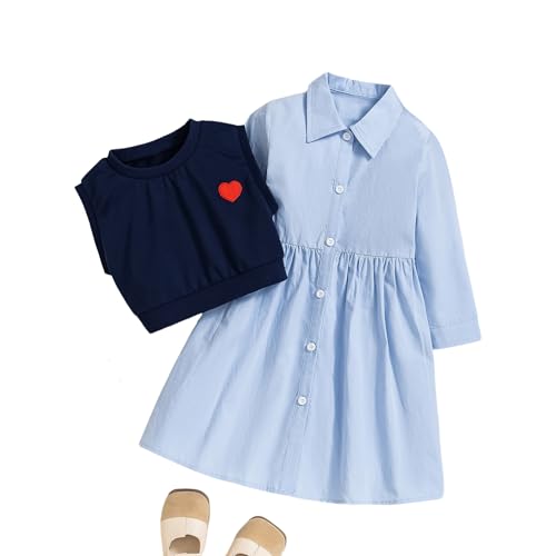 J·E Sterguard Little Girls Clothes Size 3T-12 Toddler Girl Cotton Long Sleeve Dresses 2 Piece Kids Girls' Fashion Shirt Set2