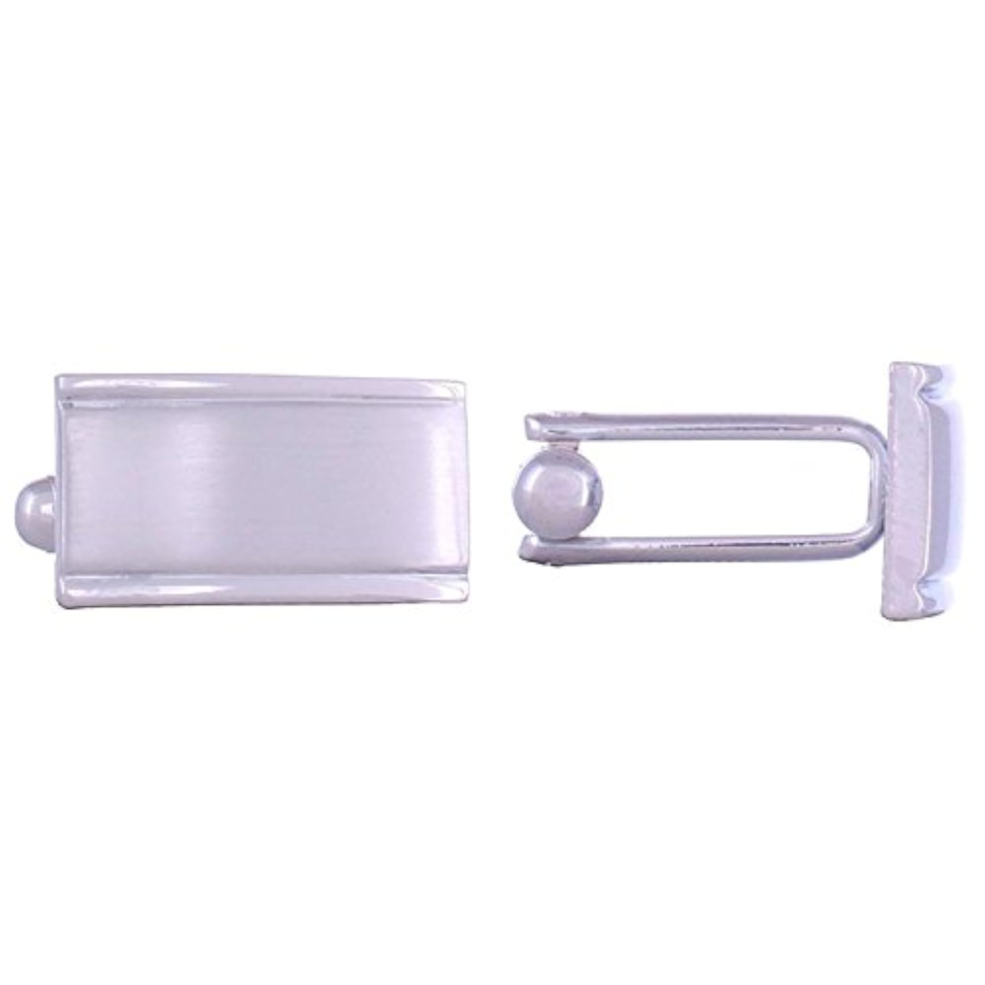 Men's Classic Silver Rectangular Cufflink Pair