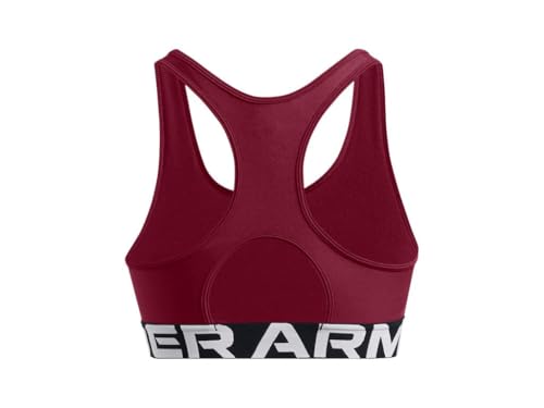Image of Under Armour Womens HeatGear Armour Mid Branded Sports Bra - Superior Comfort and Support MD Cardinal-White
