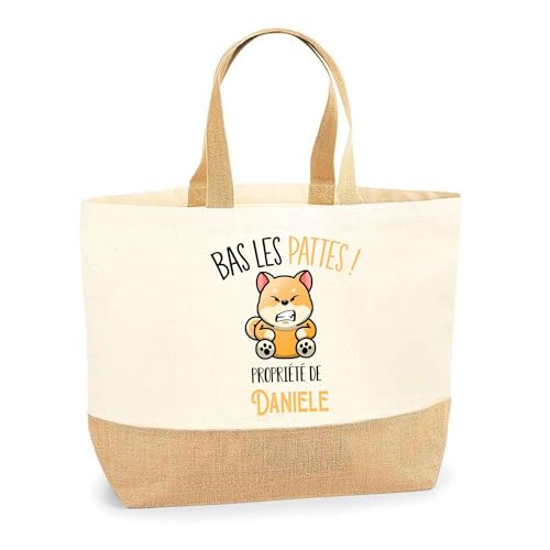 Cabas de plage Chien Shiba pour vos courses et sorties d'été en toile de jute